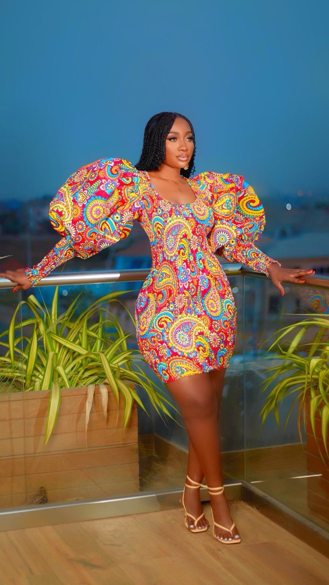 Lauretta African Print Mini Dress (Pink) (READY TO SHIP)