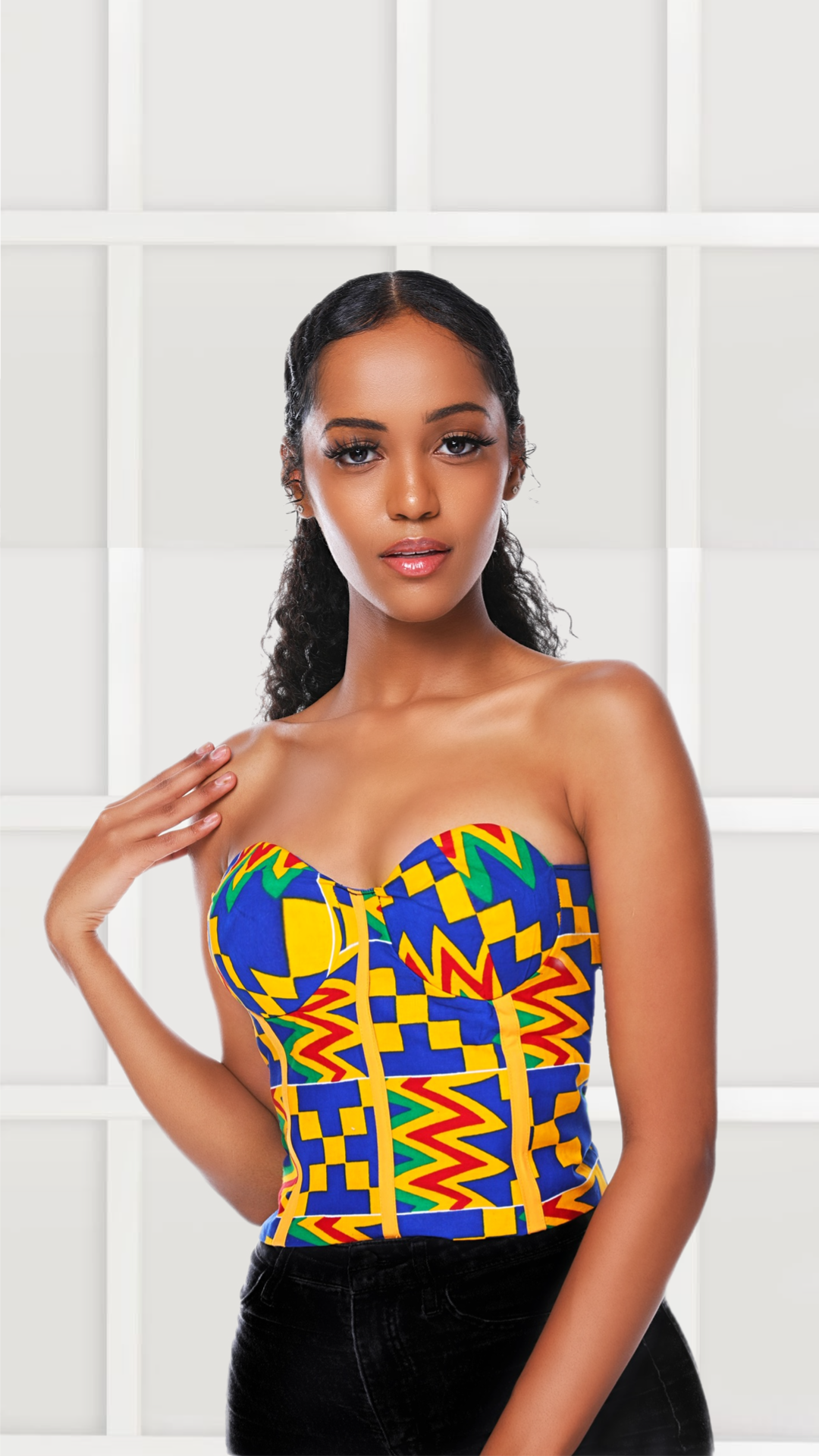 Angela Kente African Print Corset Top