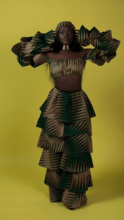 Ashanti African Print Set *Green (3 Piece Set)