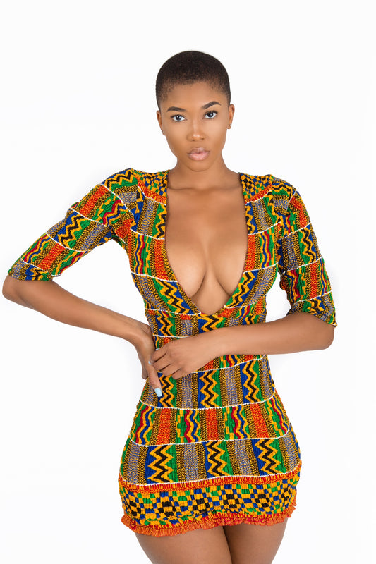 Adana Deep-V Mini Dress WHOLESALE