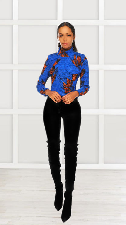 Bintu African Print Turtleneck Top