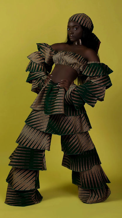 Ashanti African Print Set *Green (3 Piece Set)