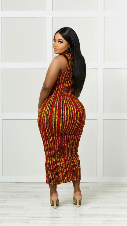 Bola African Print Cutout Dress (READY TO SHIP)