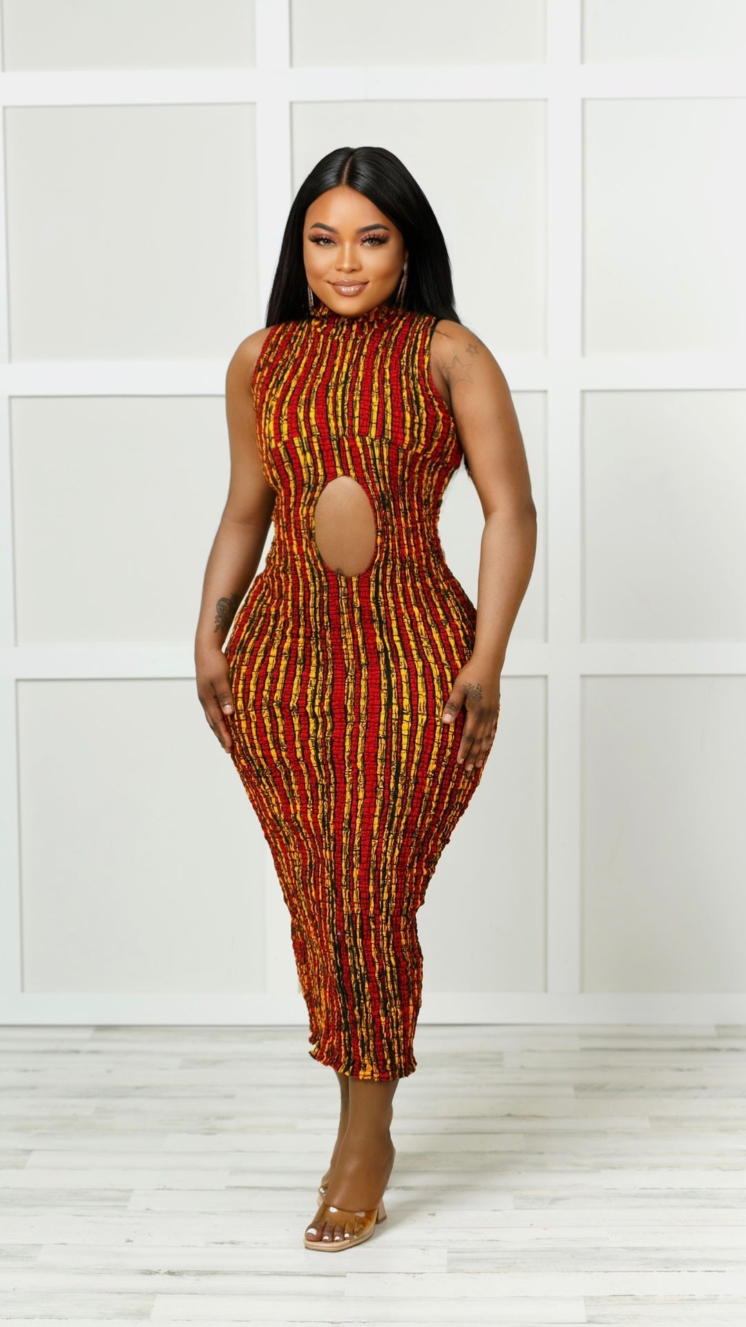 Bola African Print Cutout Dress (READY TO SHIP)